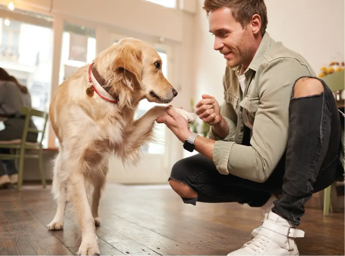 Persona compartiendo un momento con su perro