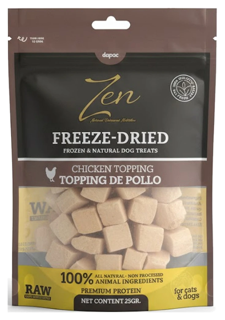 Zen Freeze-Dried, dados de pollo liofilizado