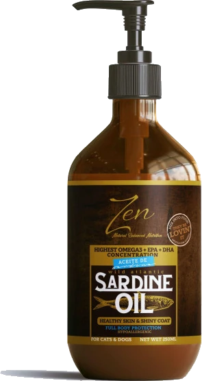 Aceite de sardina Zen para perros y gatos, 250 ml