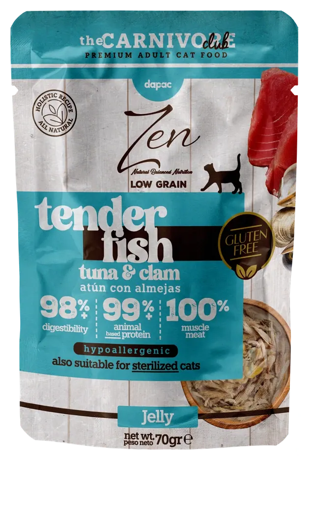 Sobre de Zen Tender Fish Low Grain Atún y almejas