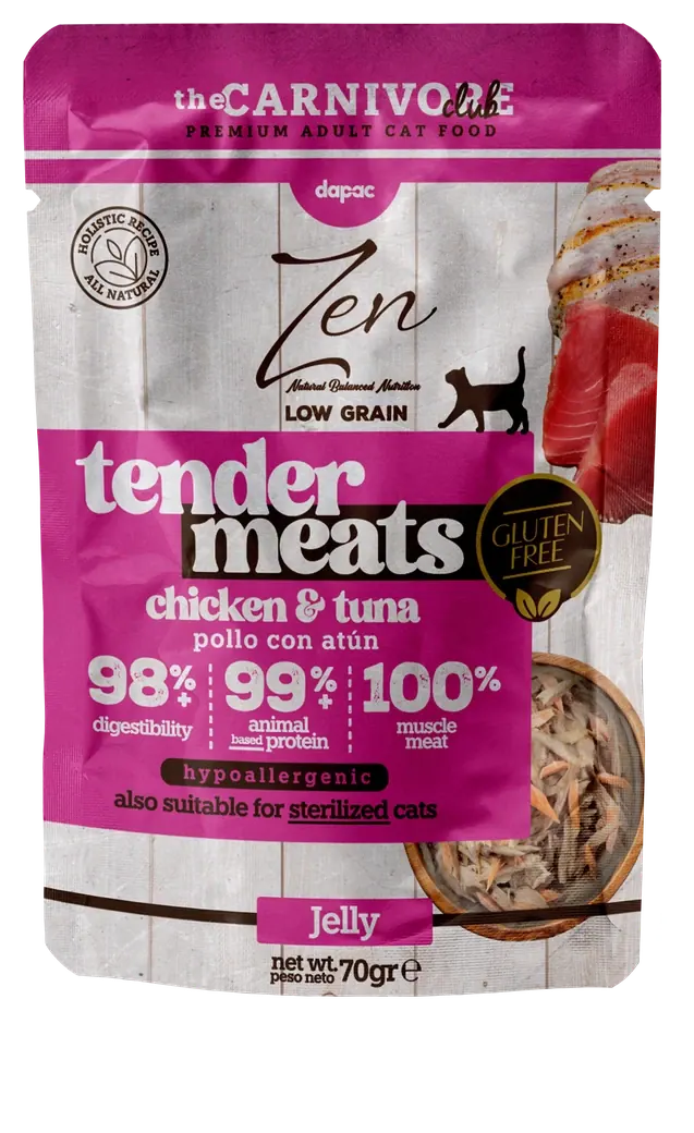 Sobre de Zen Tender Meats Low Grain Pollo y atún